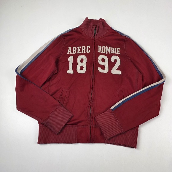VTG Y2K Abercrombie & Fitch Jacket Mens Large Red Track Full Zip 1892
